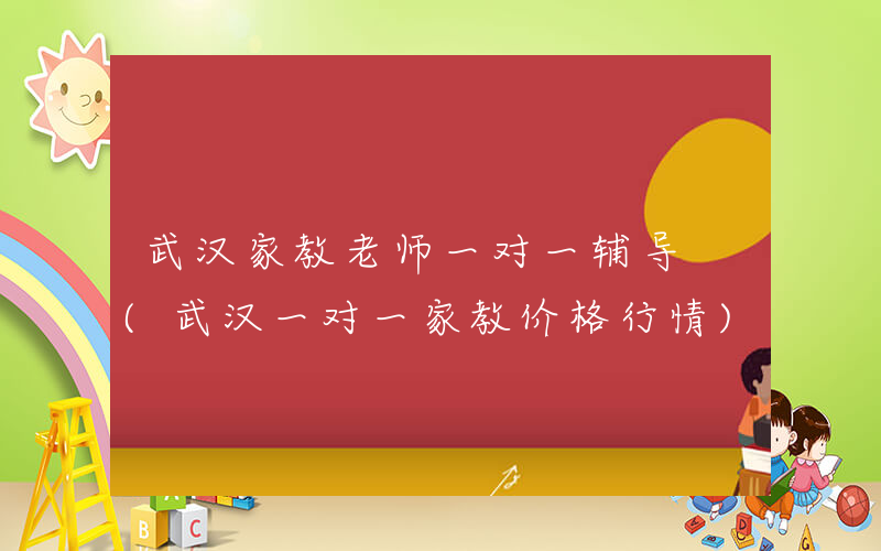 武汉家教老师一对一辅导 (武汉一对一家教价格行情)